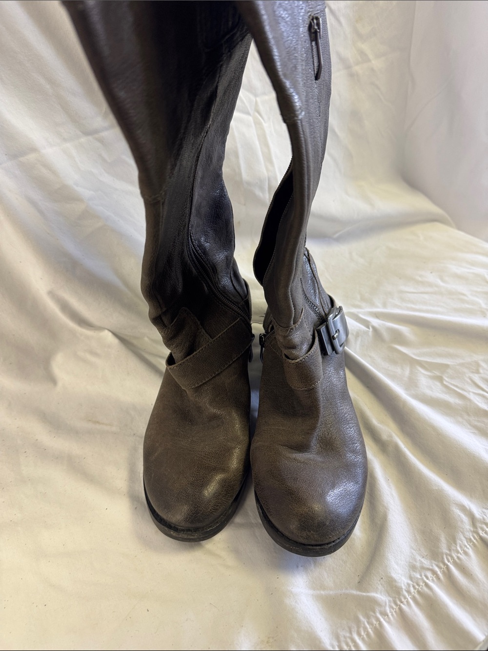 Brown Leather Knee-High Riding Boots